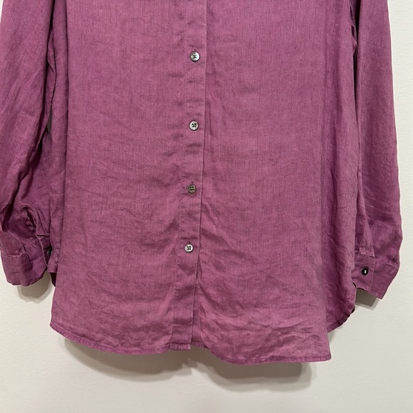 J. Jill Linen Button Front Purple Blouse Size M - Picture 3 of 7